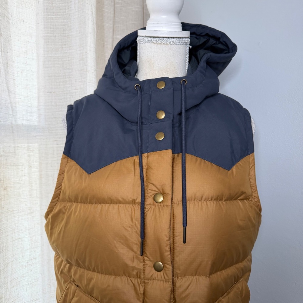 Patagonia Bivy Hooded Vest 600 Fill Down Colorblock Pitch Blue Women's Medium - Picture 5 of 11